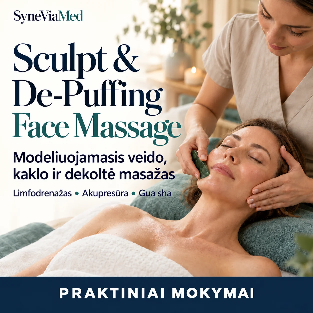 Sculpt & De-Puffing Face Massage – SyneViaMed praktiniai mokymai