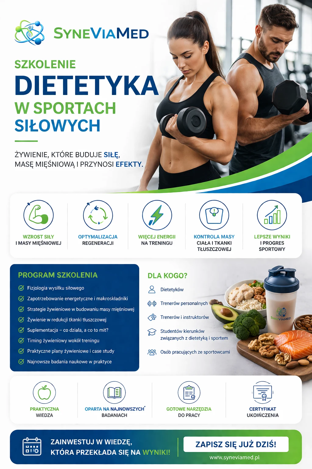 Dietetyk sportów siłowych – szkolenie SyneViaMed