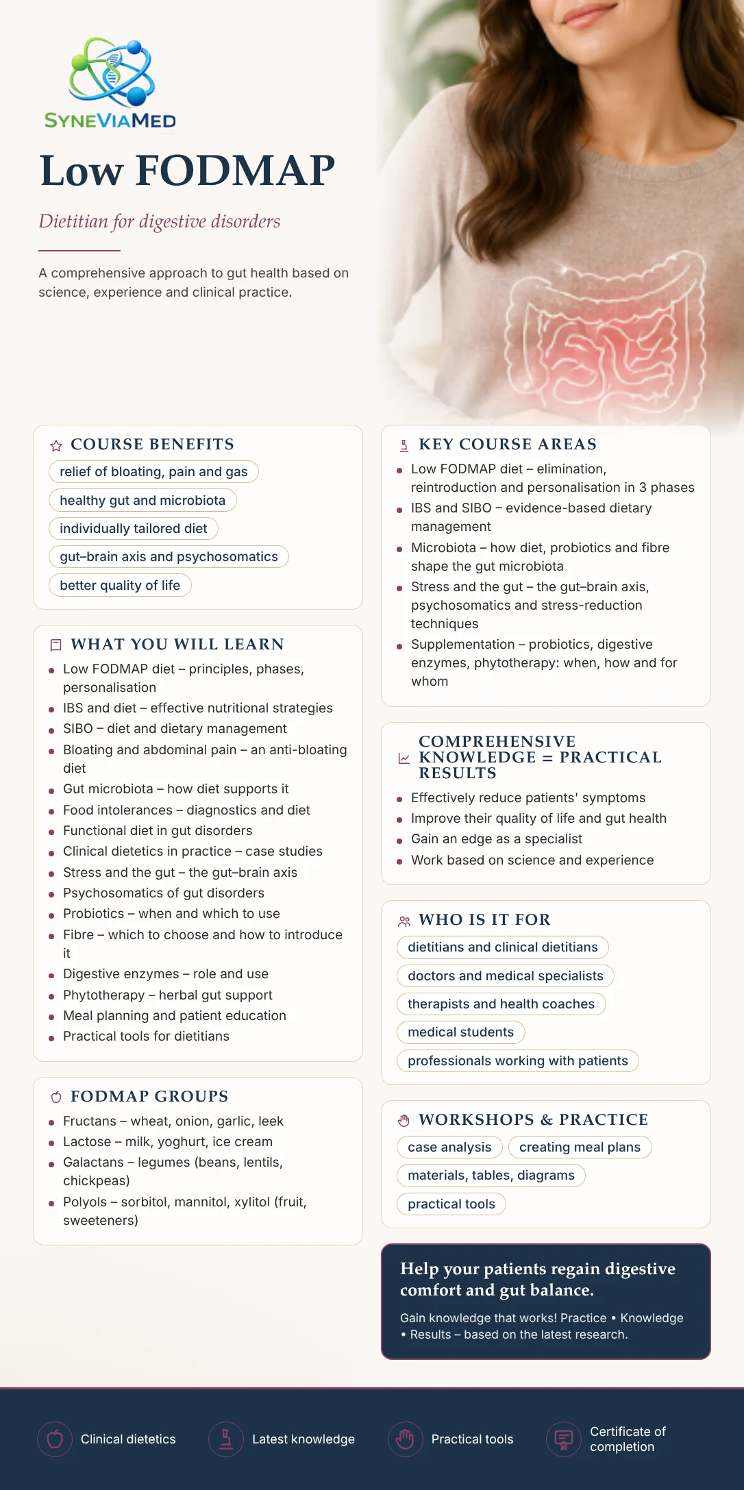 Low-FODMAP Diet for Digestive Disorders – training course, SyneViaMed