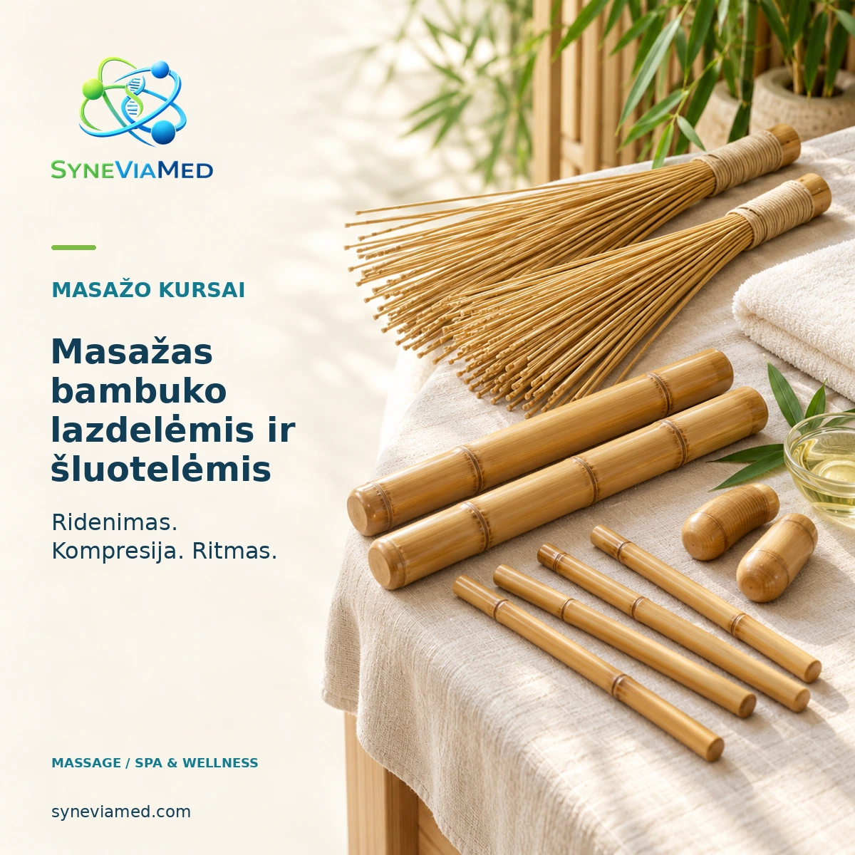 Masažas bambukais ir bambukinėmis šluotelėmis – Samurai Bamboo – SyneViaMed