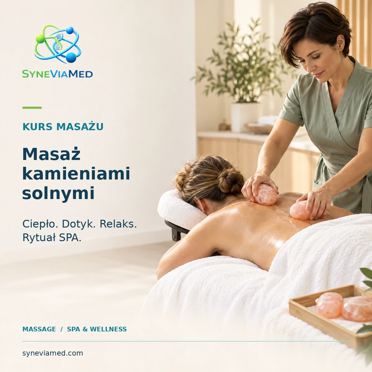Kurs masażu kamieniami solnymi – szkolenie SPA, SyneViaMed