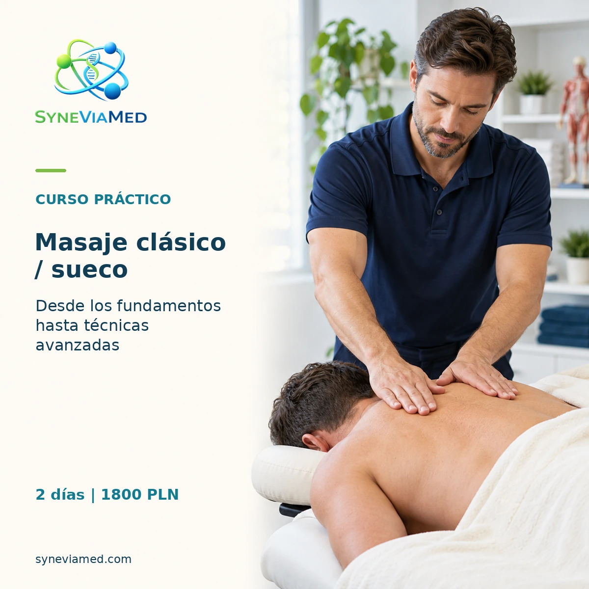 Masaje clásico / sueco – desde los fundamentos hasta técnicas avanzadas – SyneViaMed