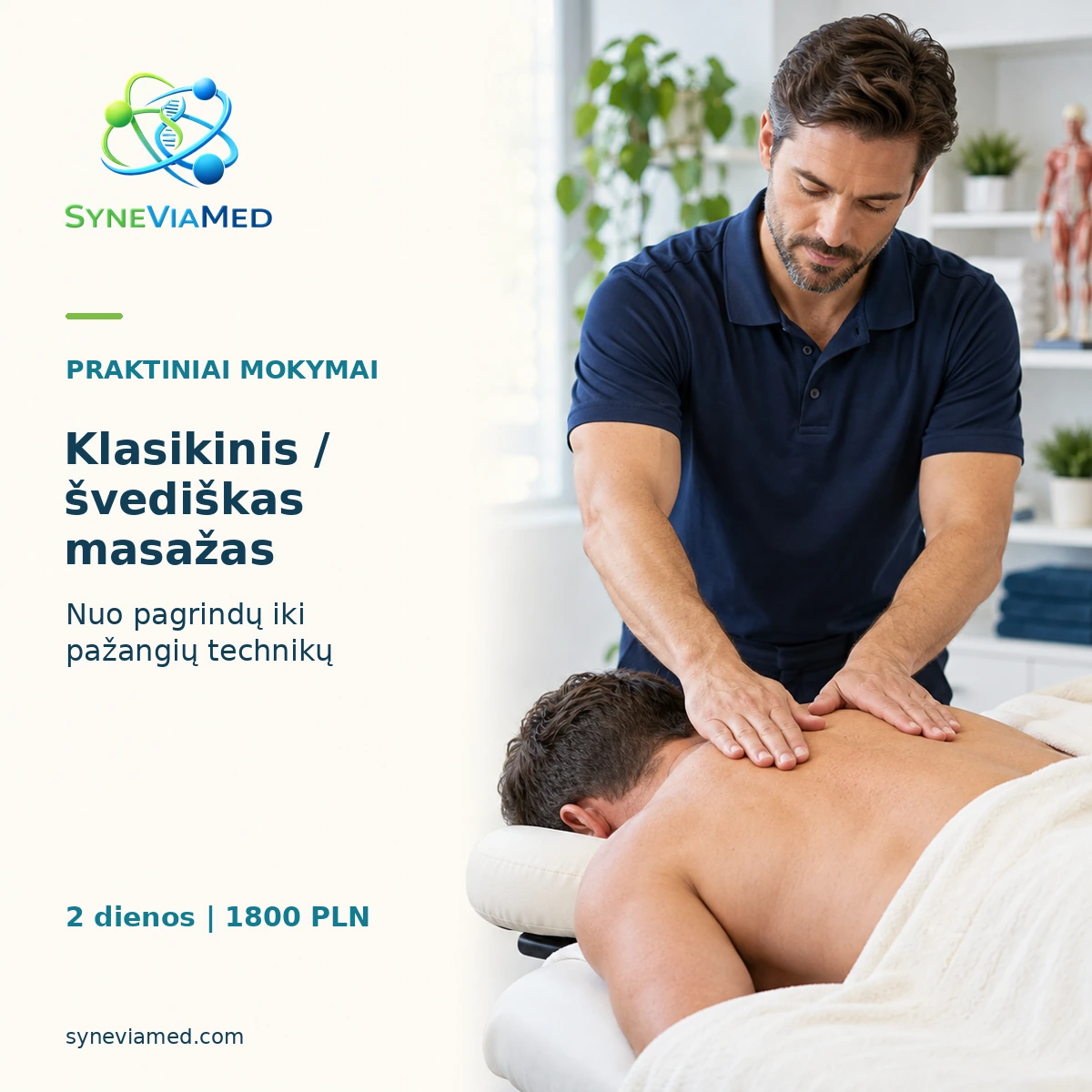 Klasikinis / švediškas masažas – nuo pagrindų iki pažangių technikų – SyneViaMed