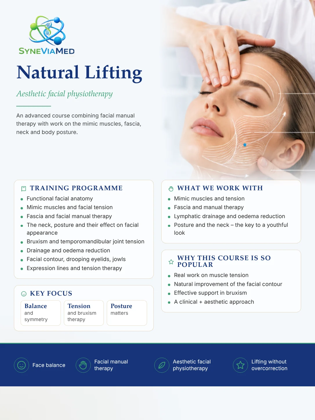 Natural Face Lift – Aesthetic Facial Physiotherapy – training course, SyneViaMed