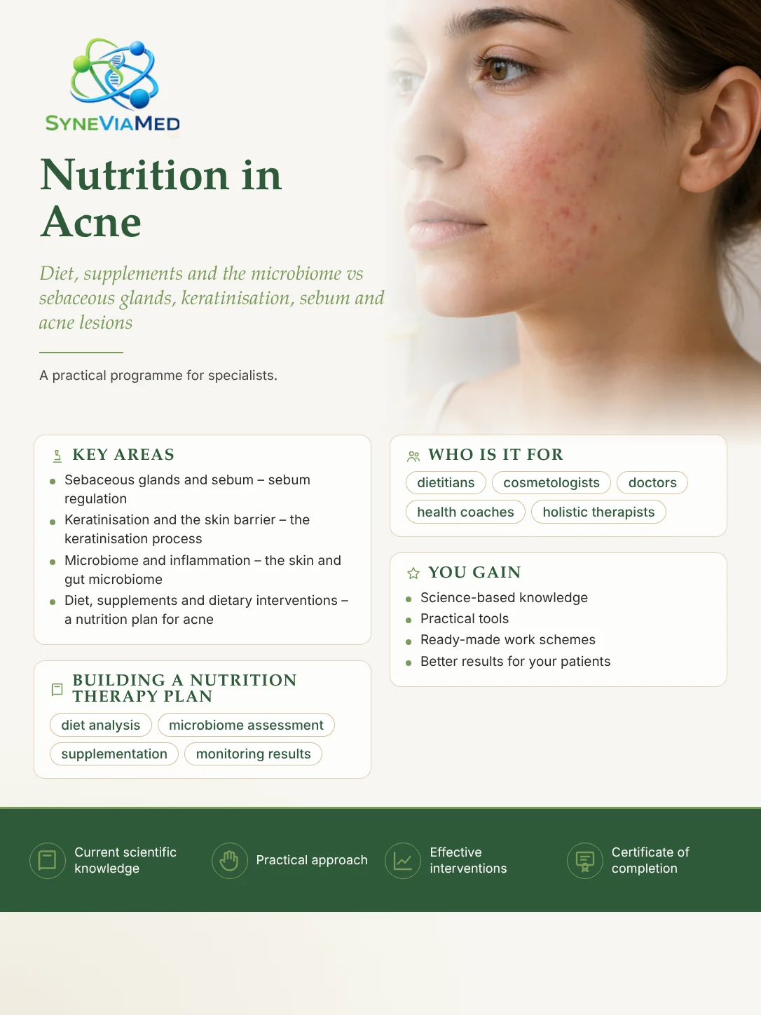Nutrition & Supplements for Acne – training course, SyneViaMed