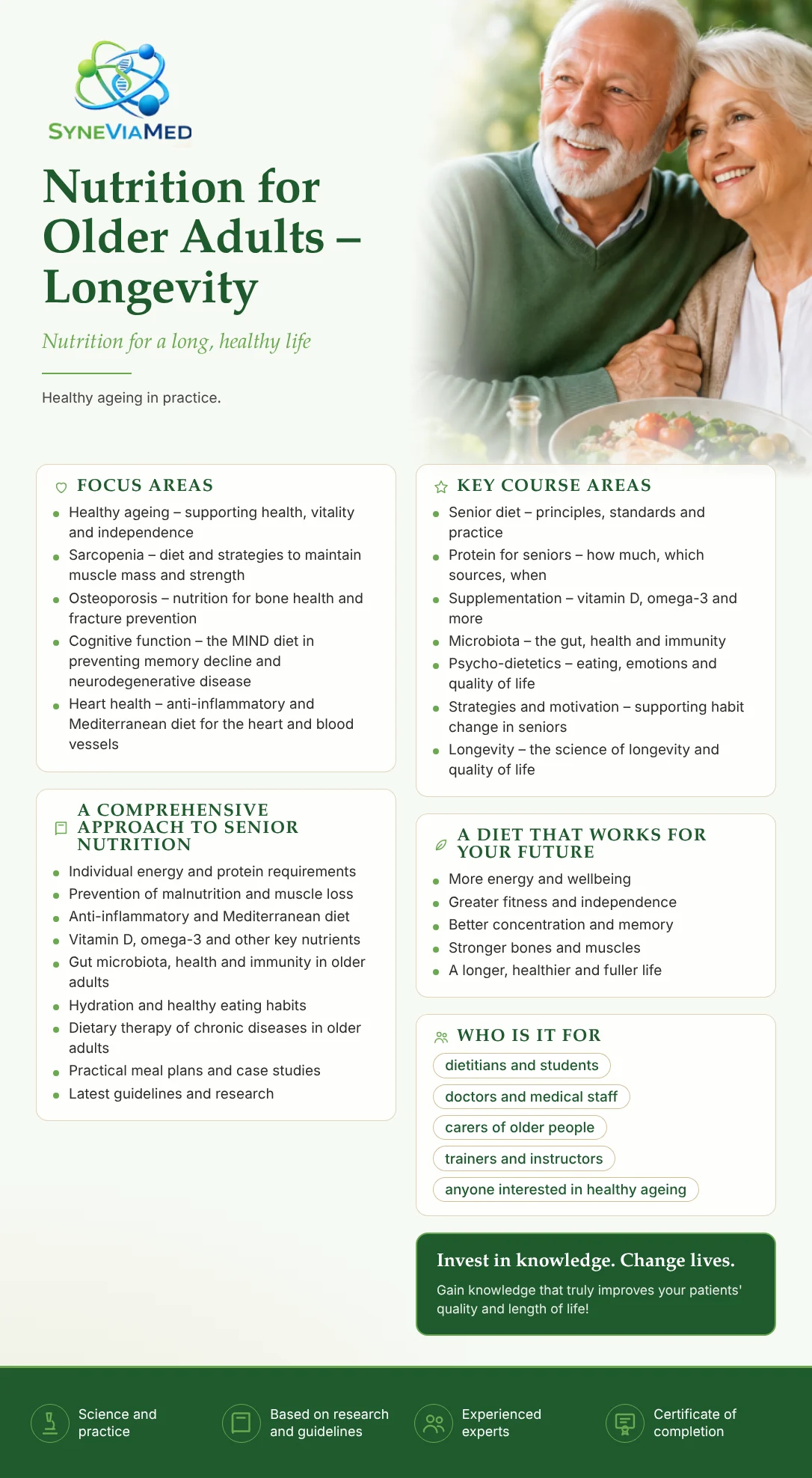 Healthy Ageing Nutrition – Longevity for Older Adults – training course, SyneViaMed