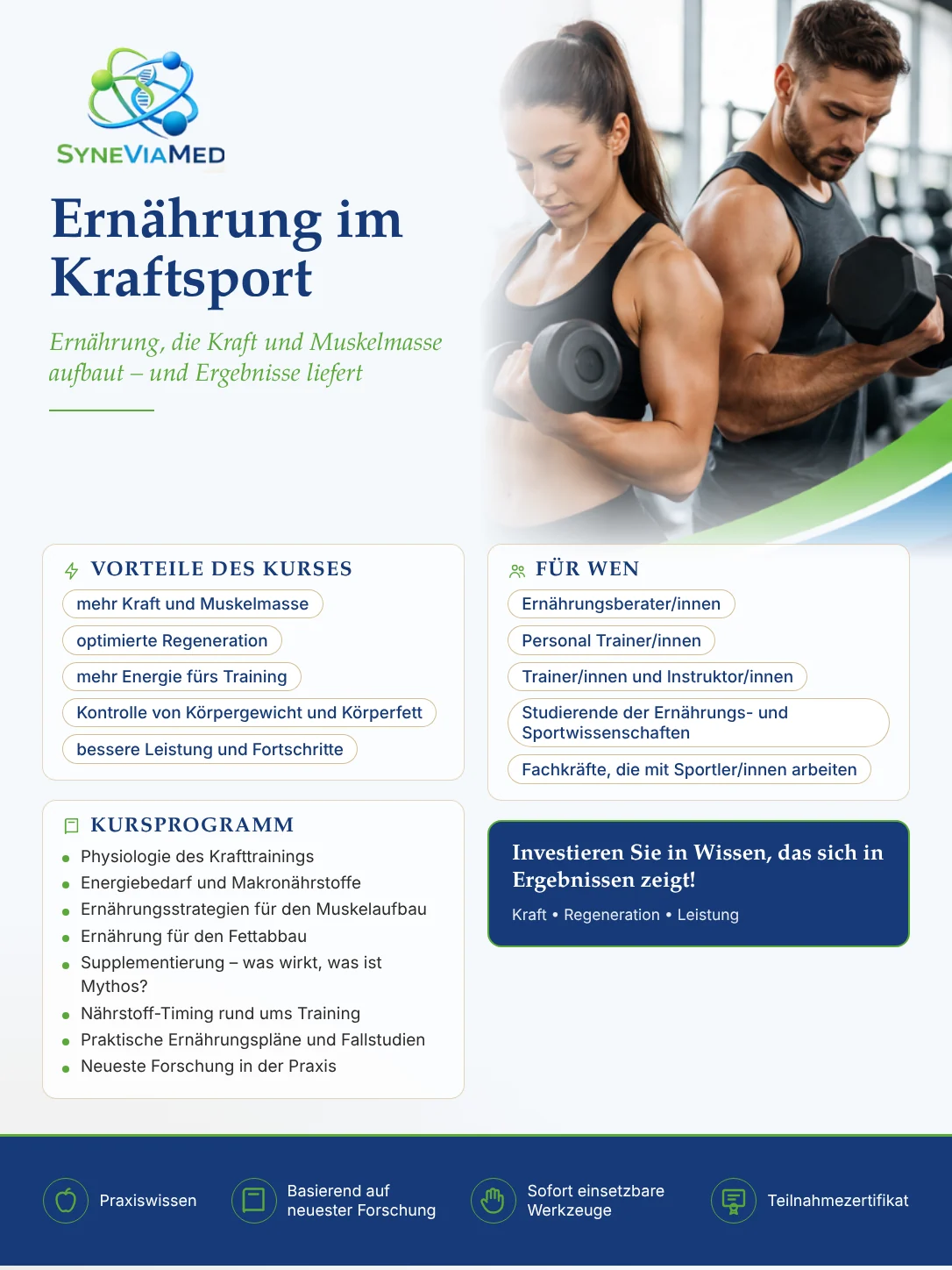 Sporternährung für Kraftsportler – Schulung, SyneViaMed