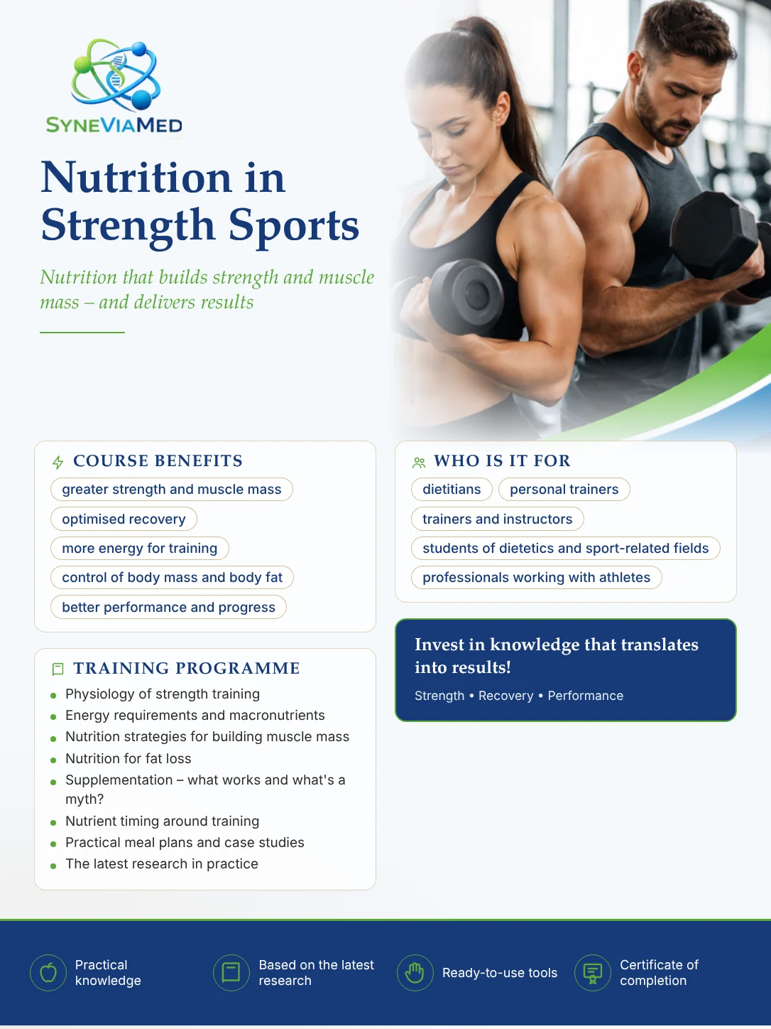 Sports Nutrition for Strength Athletes – training course, SyneViaMed
