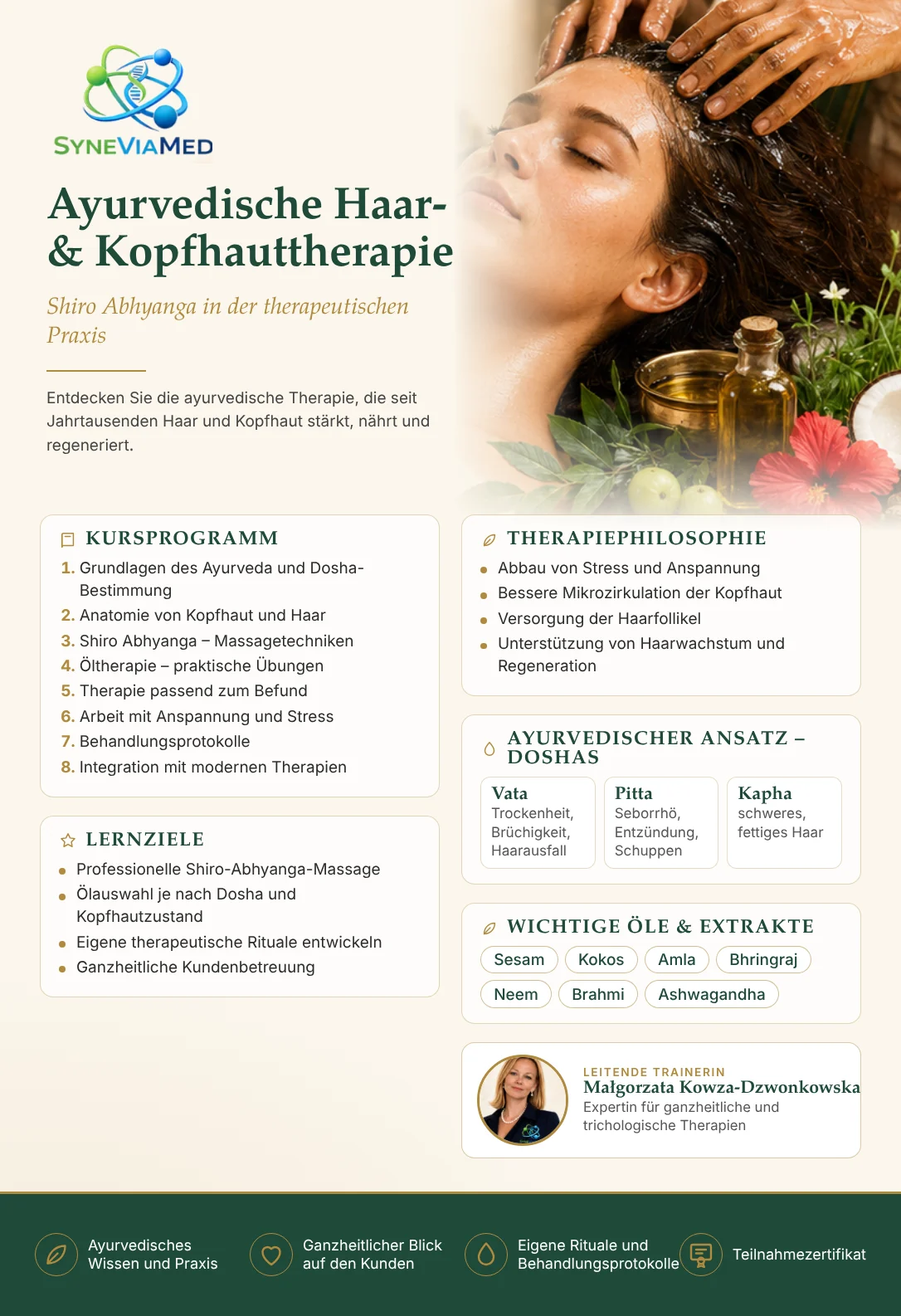 Ayurvedische Haar- und Kopfhauttherapie – Shiro Abhyanga, Fortbildung, SyneViaMed
