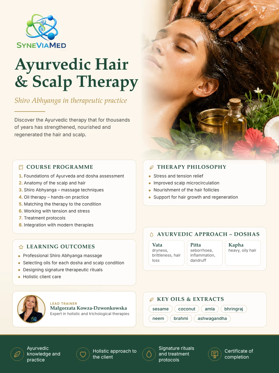 Ayurvedic Hair & Scalp Therapy – Shiro Abhyanga training course, SyneViaMed