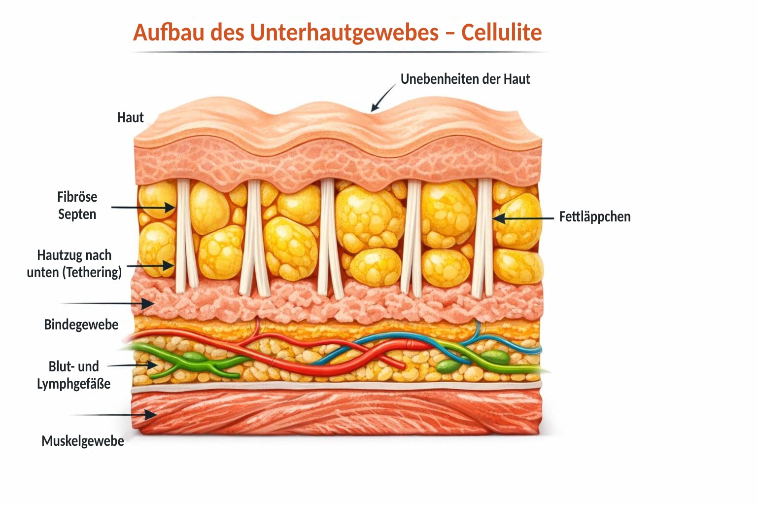 Cellulite erfordert eine Therapie der fibrösen Septen